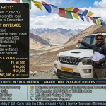 Offbeat Ladakh tour package 10 days 2026 - white 4x4 SUV at Khardung La 18380 feet with Ladakhi driver, 10 day circuit covering Leh Nubra Turtuk Pangong Hanle Tso Moriri Tso Kar, solo traveler ₹150000 couple ₹90000 group of 4 ₹60000 group of 6 ₹45000 per person, includes private 4x4 accommodation breakfast dinner permits oxygen support