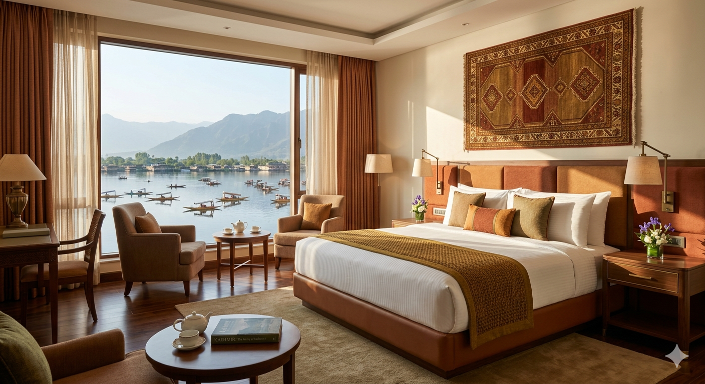  Taj Dal View Srinagar package - superior room with king bed and Dal Lake view