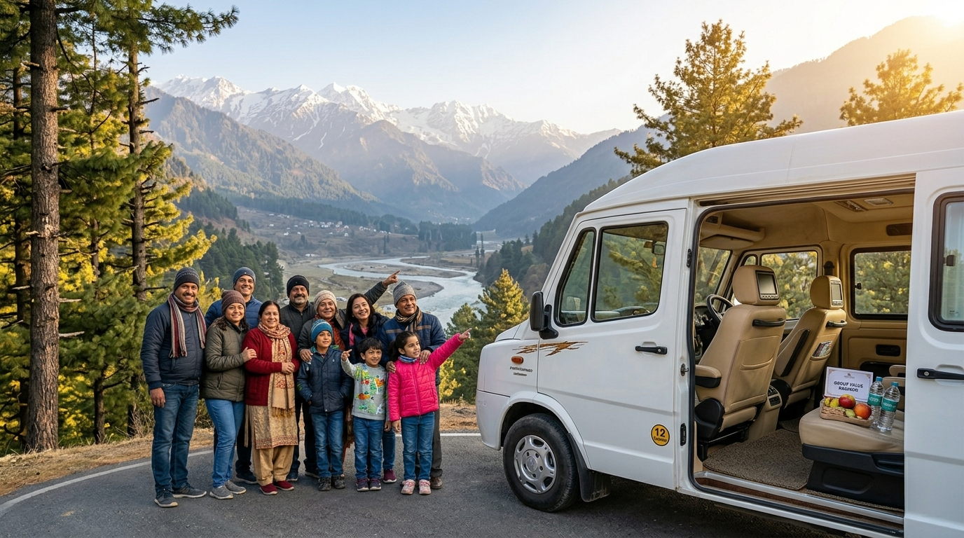 12 Seater Tempo Traveller Kashmir Price 2026 | ₹5,500/Day | Book Now