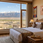 5 star hotels in Leh Ladakh 2026 - luxury room at The Grand Dragon Ladakh with Stok Kangri mountain views