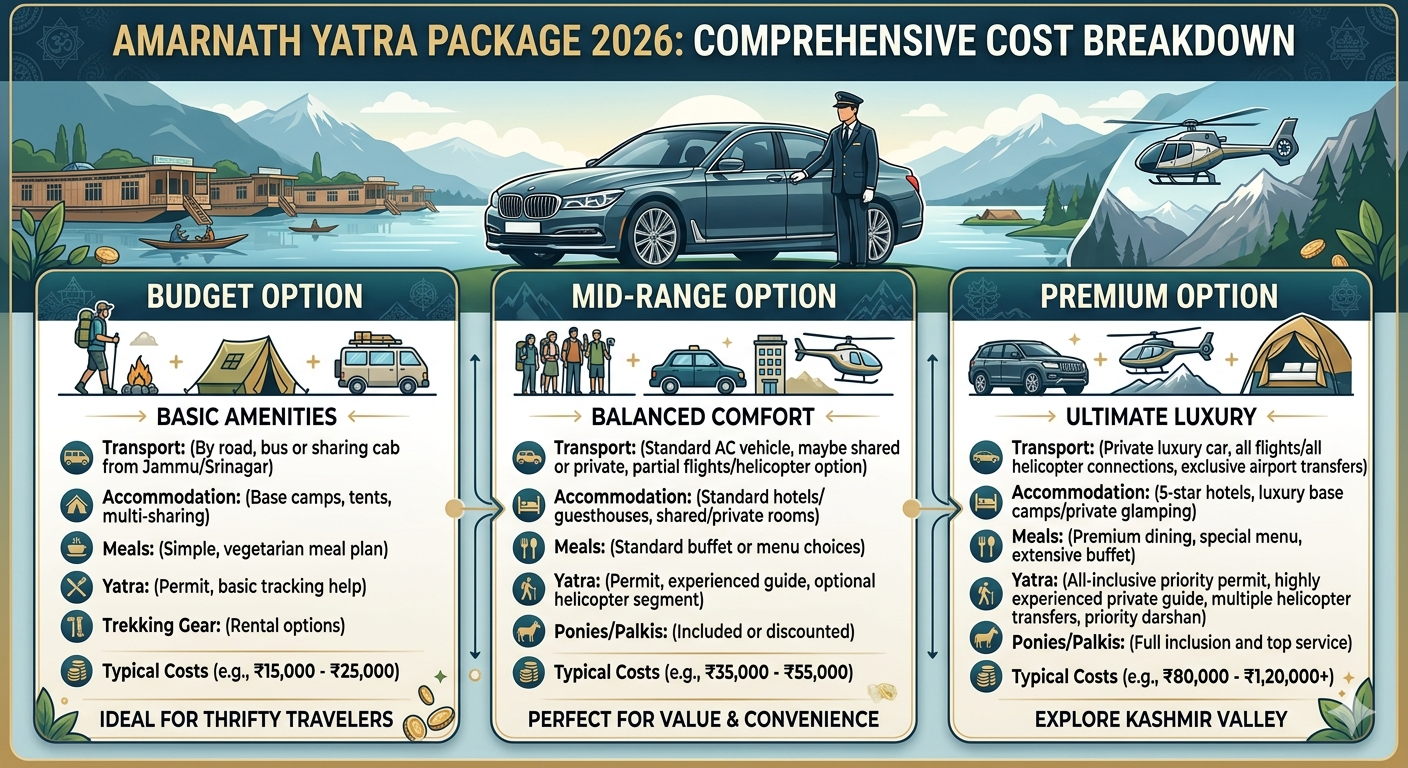 Amarnath Yatra package 2026 - cost breakdown infographic