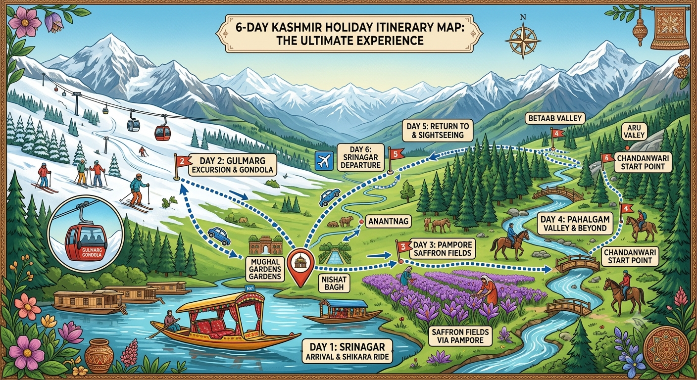 Kashmir holiday deals 2026 - popular itinerary map