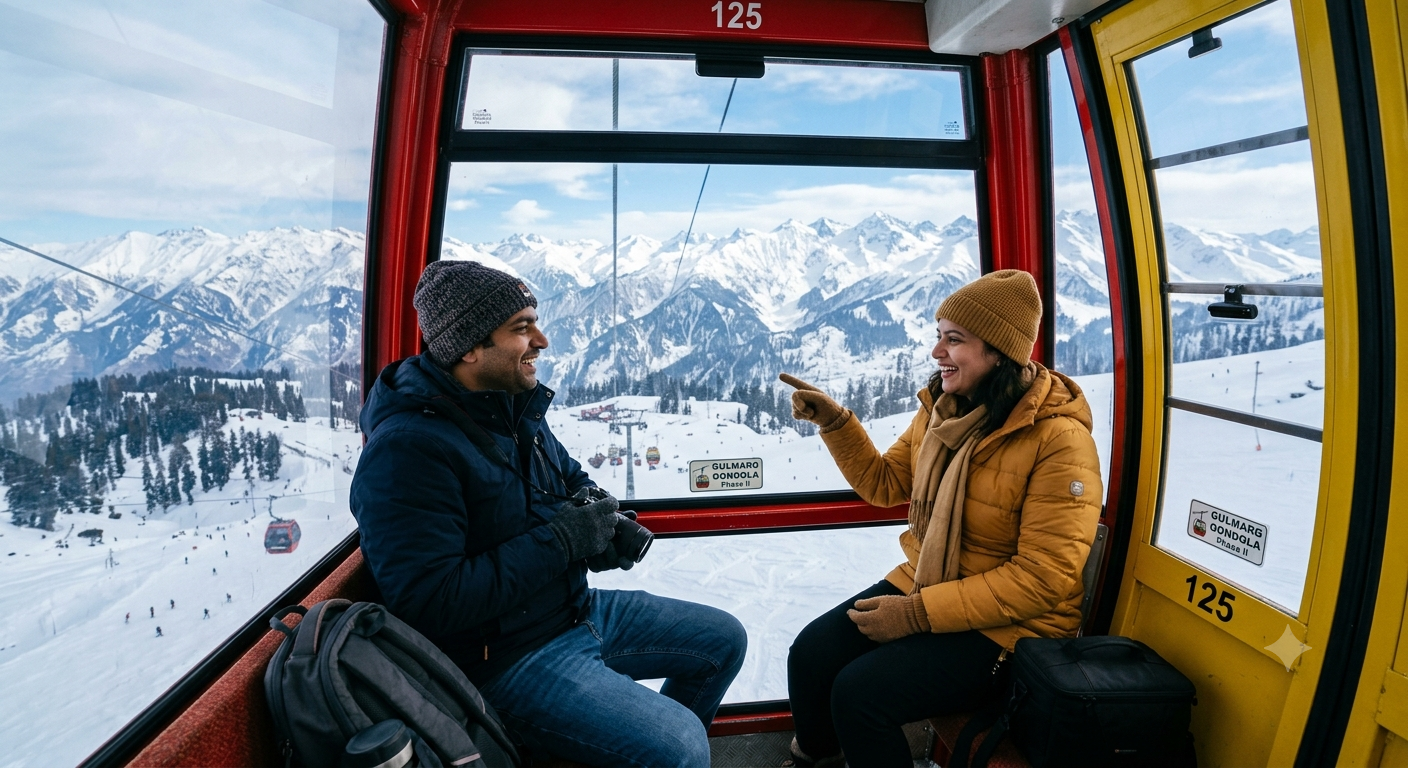 Kashmir honeymoon package with flights - Gulmarg Gondola ride over snow-capped peaks