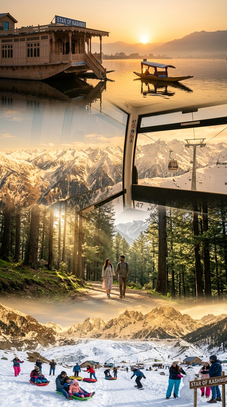 Kashmir tour package 5 nights 6 days price 2026 - Dal Lake, Gulmarg, Pahalgam, Sonamarg collage