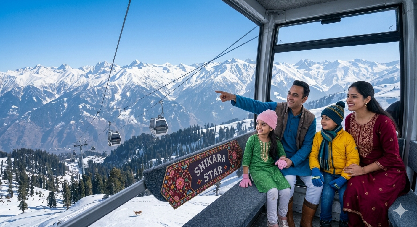 Kashmir tour package for family with price 2026 - family on Gulmarg Gondola ride