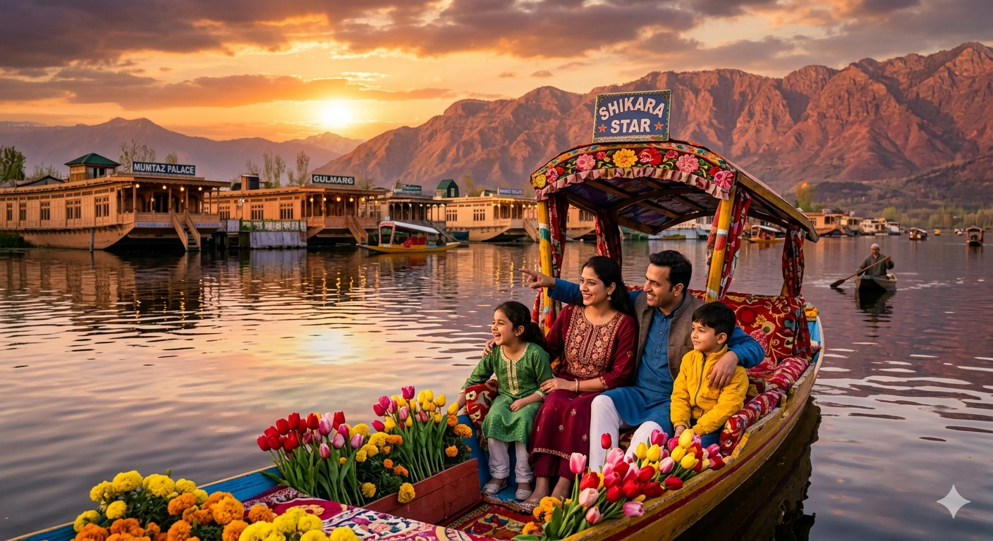 Kashmir tour package for family with price 2026 - family shikara ride on Dal Lake