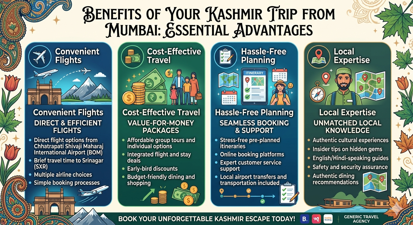 Kashmir trip cost per person from Mumbai 2026 - benefits infographic