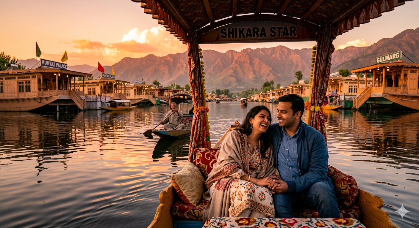 Kashmir trip cost per person from Mumbai 2026 - shikara ride on Dal Lake