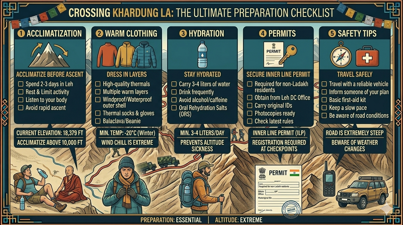 Khardung La Pass Highest Motorable Road 2026 | 18,379 ft | Complete Guide 11 Khardung La pass highest motorable road 2026 - essential crossing checklist