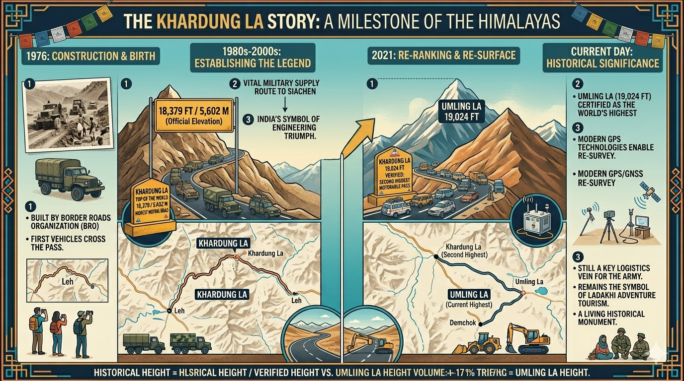 Khardung La Pass Highest Motorable Road 2026 | 18,379 ft | Complete Guide 10 Khardung La pass highest motorable road 2026 - history and significance infographic
