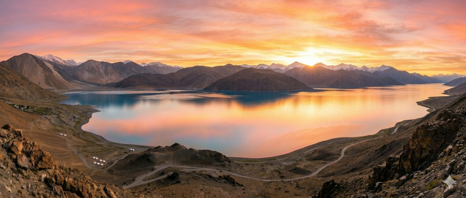 Ladakh Group Tour 5 Nights 6 Days Price 2026 | ₹17,000-₹35,000 16 Ladakh group tour 5 nights 6 days itinerary - Pangong Lake sunrise with stunning colors