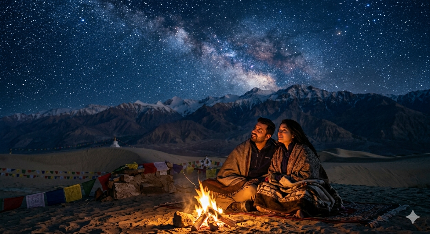 Ladakh honeymoon package for couple - stargazing night in Nubra Valley