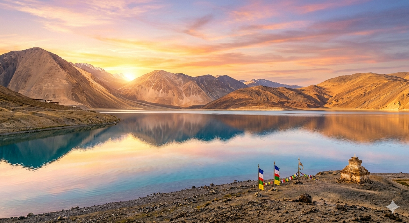 Ladakh Package with Nubra and Pangong 2026 | 6 Days | ₹22,000 12 Ladakh package with Nubra and Pangong 2026 - Pangong Lake sunrise with stunning colors
