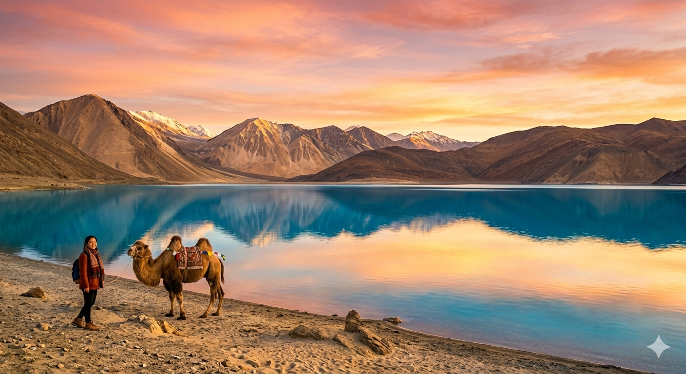 Leh Ladakh 5 Nights 6 Days Itinerary 2026 | ₹25,000 | Complete Guide 14 Leh Ladakh 5 nights 6 days itinerary - Pangong Lake sunrise with stunning colors