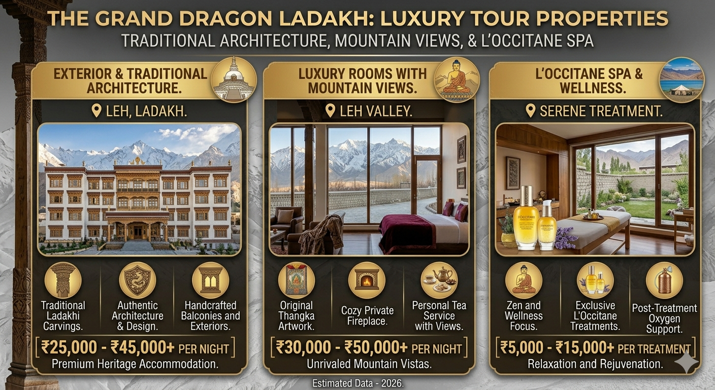  Leh Ladakh luxury tour packages 2026 - The Grand Dragon Ladakh 5-star property details