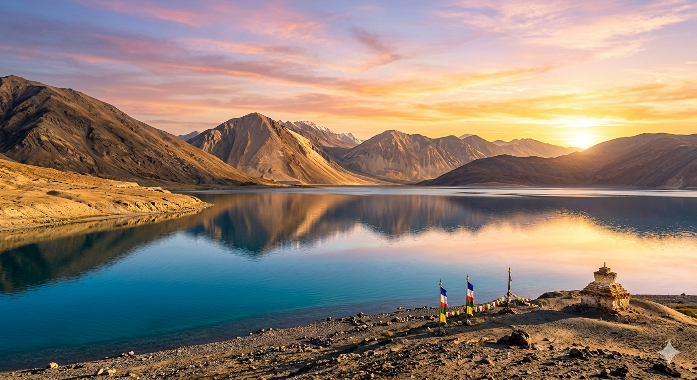 Leh Ladakh summer package 2026 - Pangong Lake sunrise with stunning colors