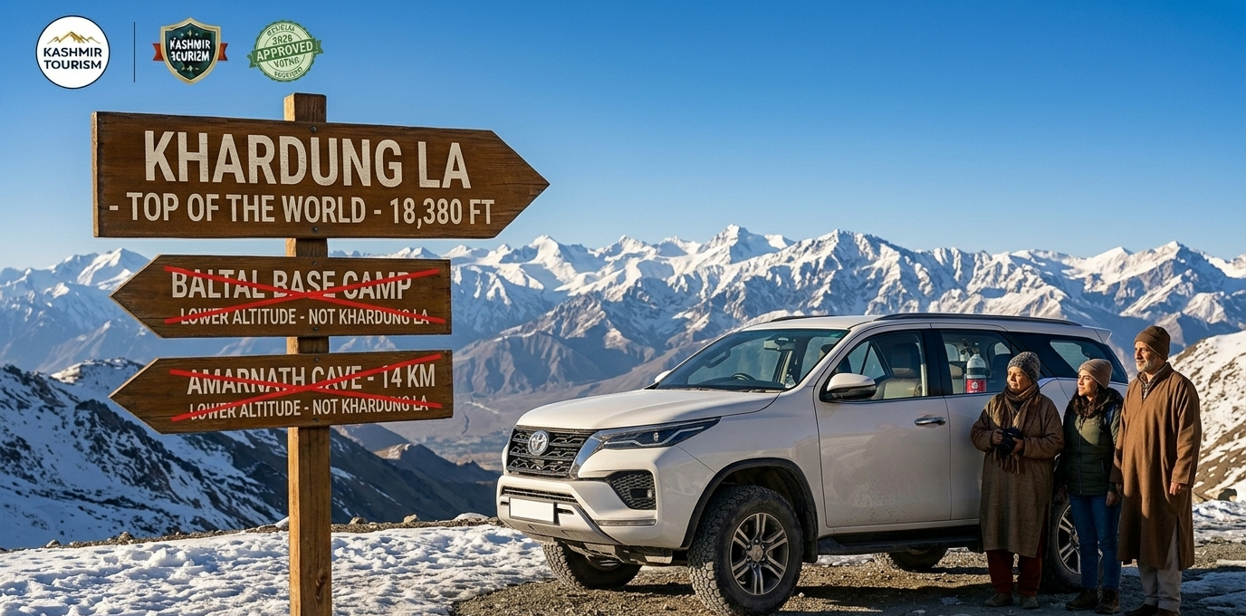 Luxury SUV Taxi Leh Ladakh 2026 | Fortuner ₹12k/day | Book Now 9 Luxury SUV taxi Leh Ladakh 2026 white Toyota Fortuner at Khardung La pass 18380 feet with snow capped Himalayan mountains e1781329444379
