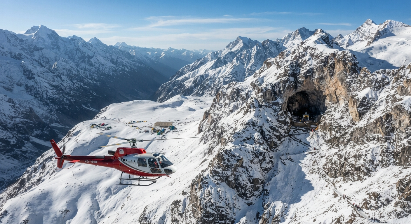  Luxury cab for Amarnath Yatra 2026 - helicopter ride to Panjtarni over Himalayas