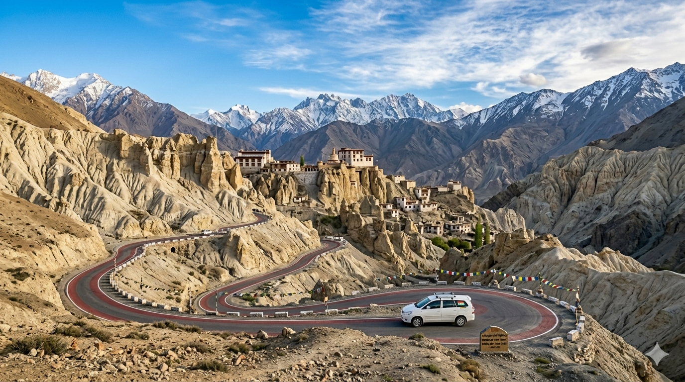 Srinagar to Leh road trip - Moonland landscape near Lamayuru