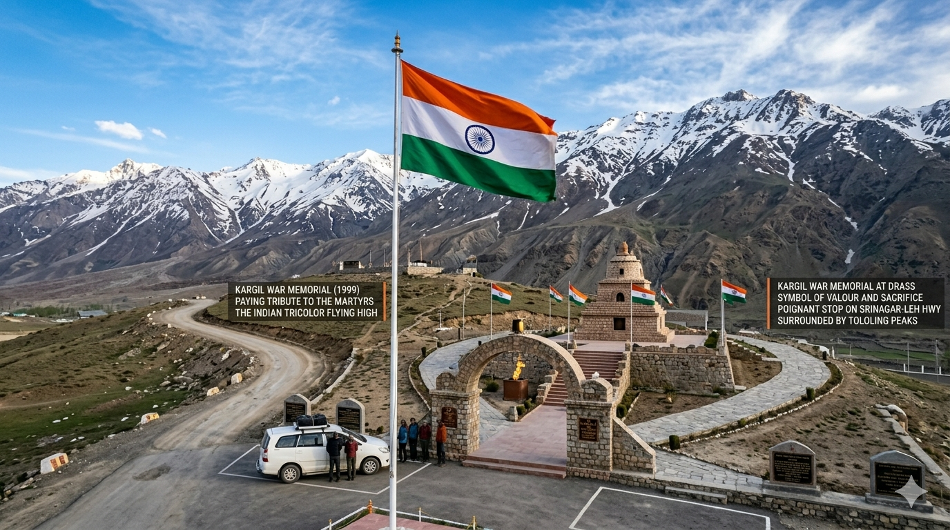  Srinagar to Leh road trip itinerary - Drass War Memorial at Kargil