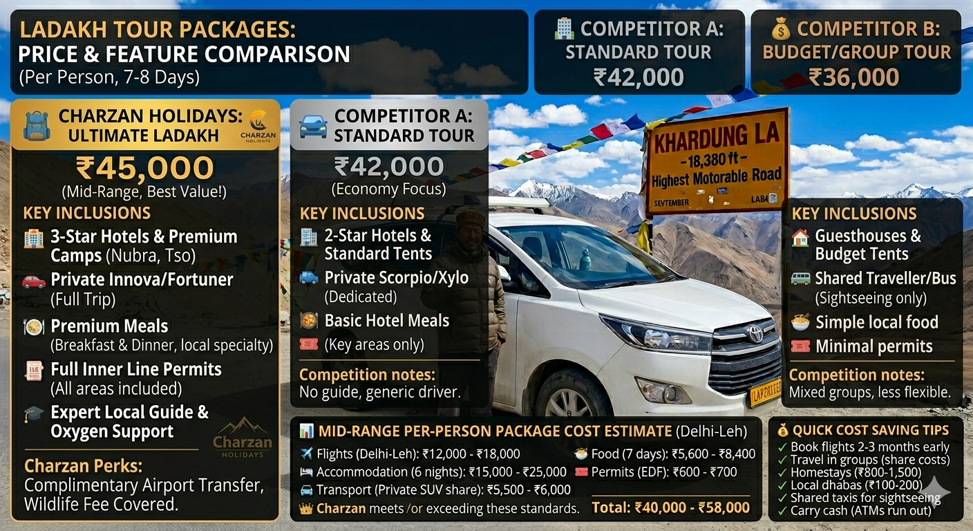 Ladakh Trip Cost 2026 | 6-10 Days Budget @ ₹20,000-₹55,000 10 ladakh trip cost
