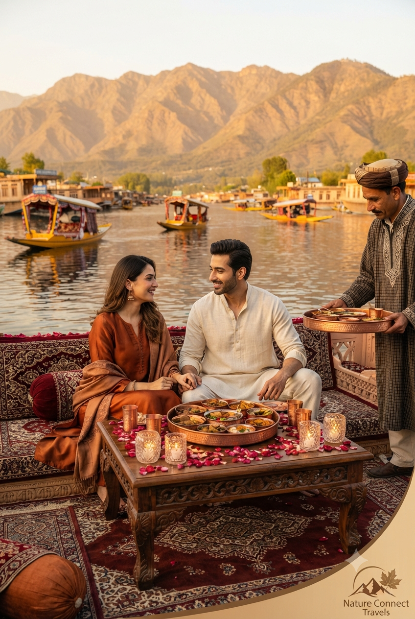 6 days luxury tour package of Kashmir from Srinagar 2026 - private Wazwan dinner on luxury houseboat at Dal Lake