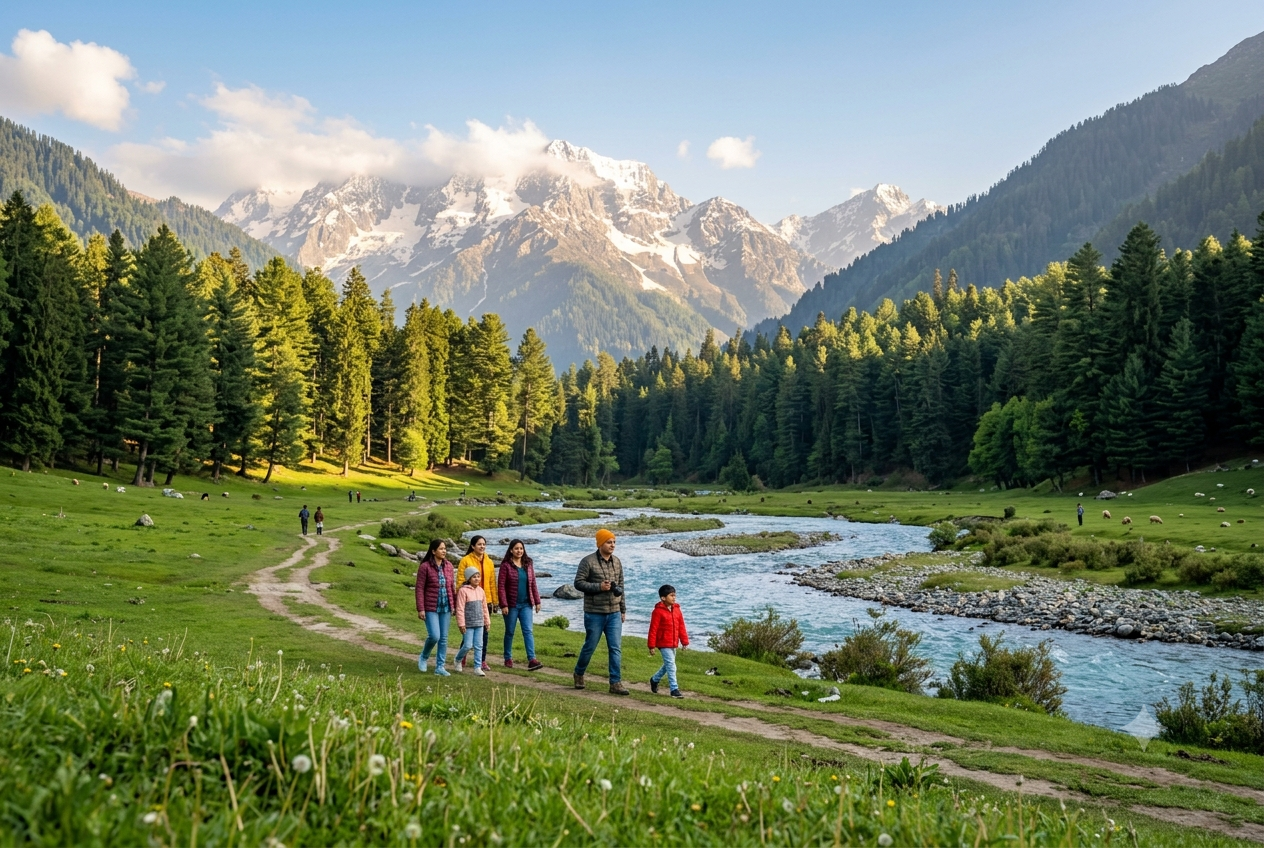 Ahmedabad to Kashmir 6 nights 7 days package 2026 - group in Betaab Valley Pahalgam