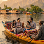 Ahmedabad to Kashmir tour package 2026 - family enjoying shikara ride on Dal Lake