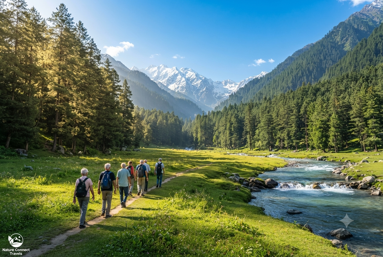Ahmedabad to Kashmir tour package 2026 - group in Betaab Valley Pahalgam