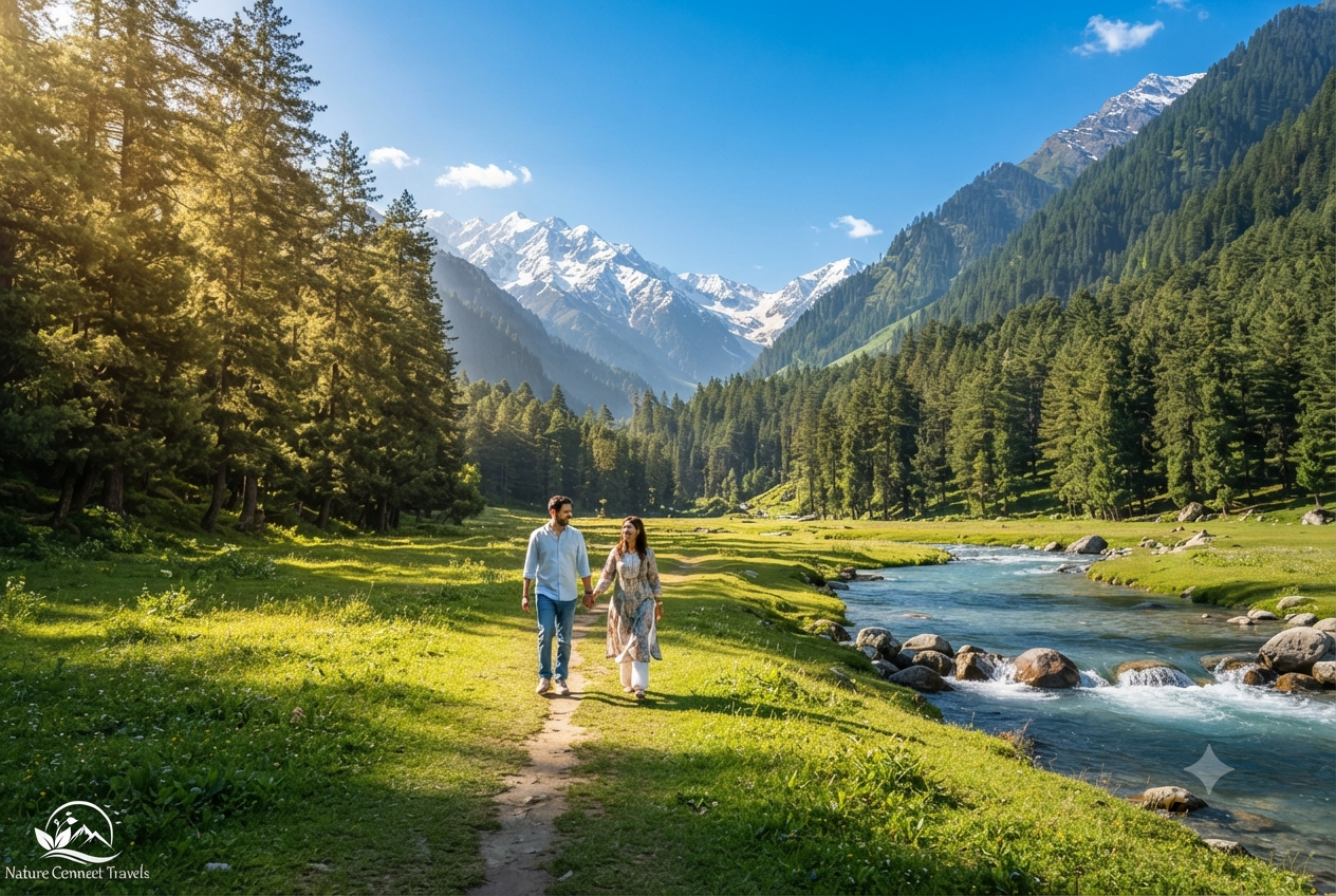 Ahmedabad to Kashmir tour package for couple 2026 - couple in Betaab Valley Pahalgam