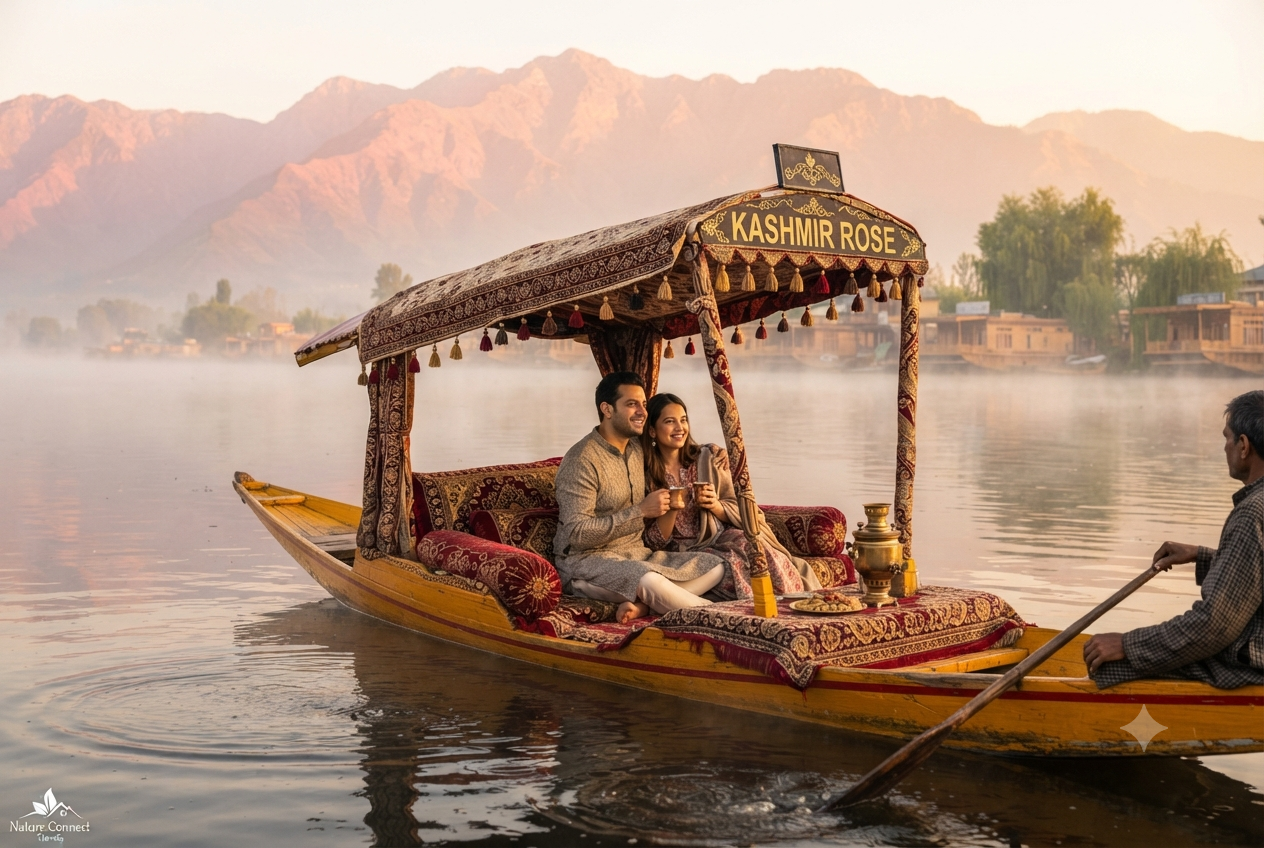 Ahmedabad to Kashmir tour package for couple 2026 - private shikara ride on Dal Lake