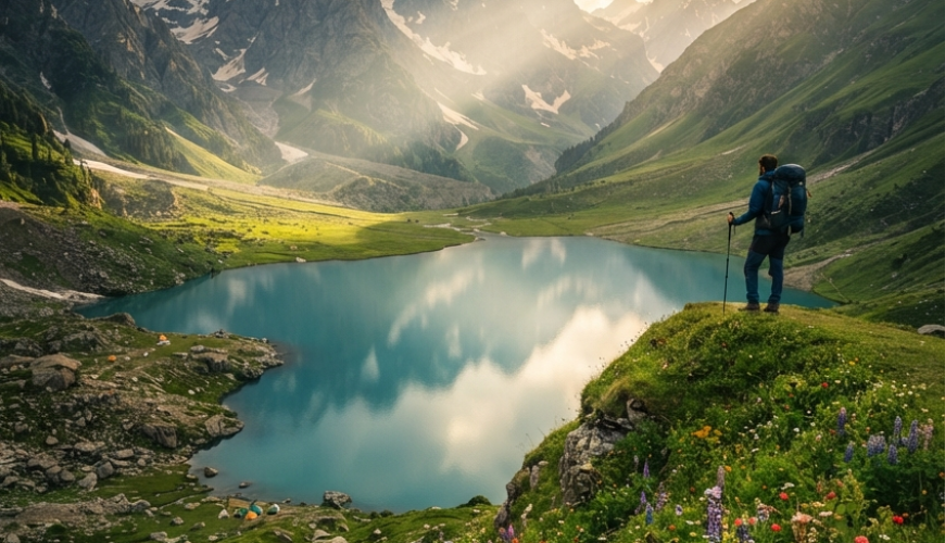 Kashmir Great Lakes trek packages August 2026 - Vishansar Lake panoramic view