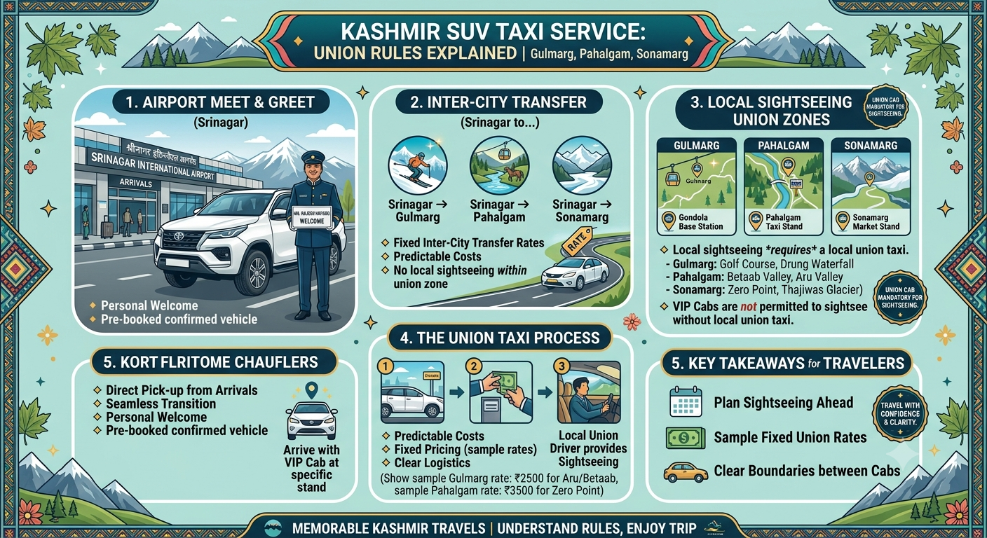 Best SUV Taxi Service in Kashmir 2026 | ₹5,500/Day | Book Now 12 Best SUV taxi service in Kashmir 2026 - union taxi rules infographic