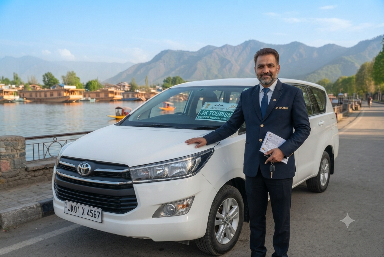 Best reliable cab service registered with J&K tourism - Professional driver with government approved vehicle