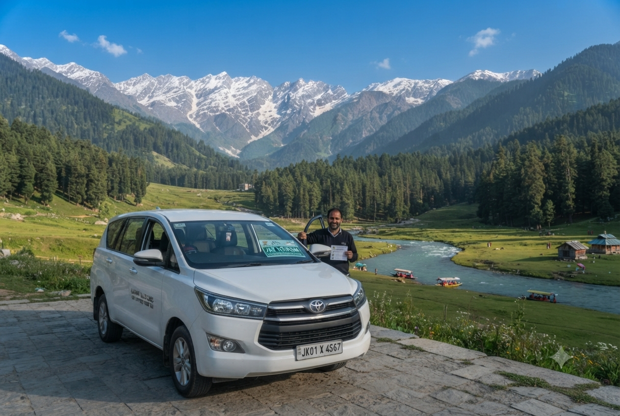Best reliable cab service registered with J&K tourism - Scenic stop at Betaab Valley