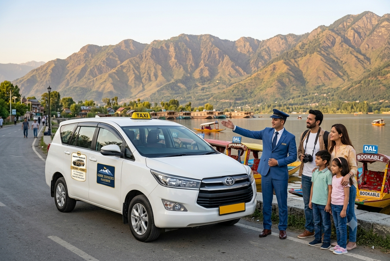 Best taxi service in Kashmir 2026 - professional driver guide with family in Kashmir