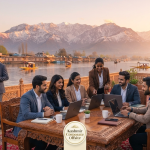 Corporate team outing packages in Kashmir - corporate team meeting on houseboat with Dal Lake views Nature Connect Travels