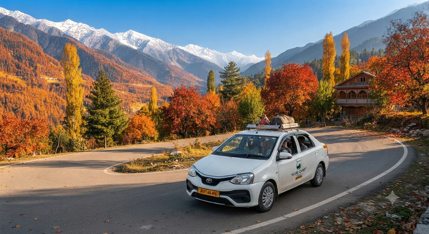 Etios cab booking in Srinagar during autumn season for scenic tours