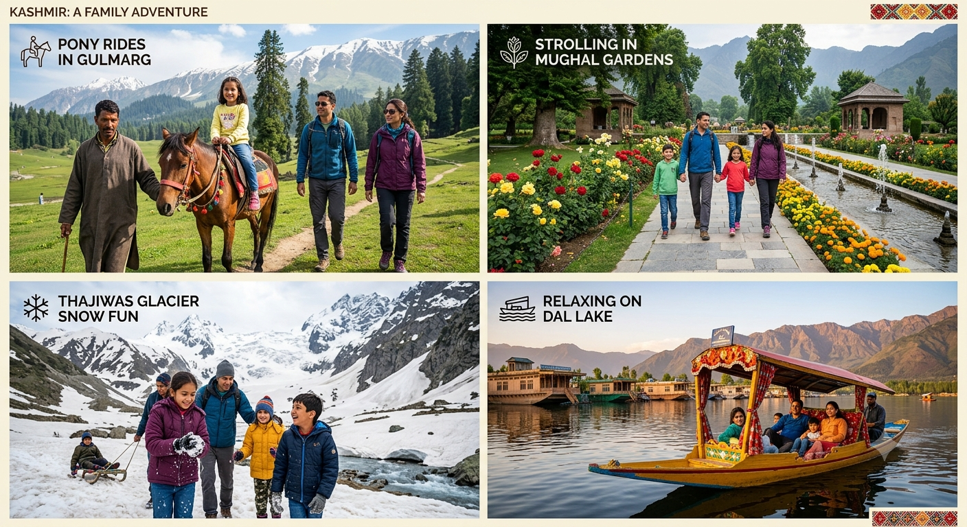 Family trip Kashmir 2026 - family activities collage