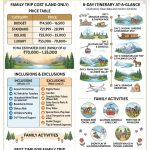 Family trip Kashmir itinerary 5 nights 6 days 2026 infographic - pricing, itinerary, family activities, inclusions