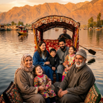 Family trip to Kashmir 2026 - multigenerational family enjoying shikara ride on Dal Lake