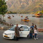 Full day taxi in Srinagar 2026 - sedan taxi on Dal Lake Boulevard with family