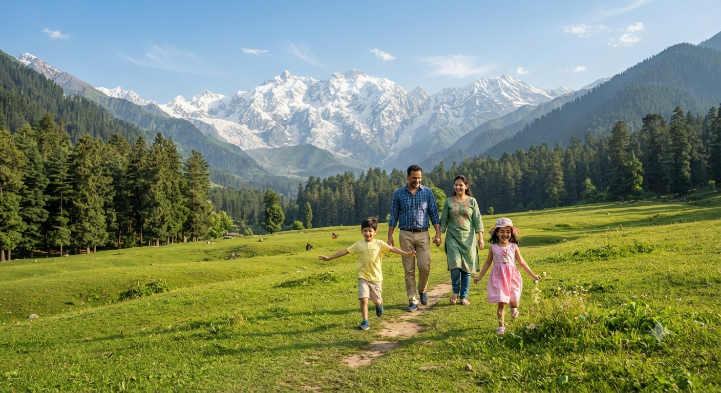 Kashmir 5 Nights 6 Days Family Package Price 2026 | ₹14,500 | Book Now 14 Kashmir 5 nights 6 days family package price 2026 - family in Betaab Valley Pahalgam