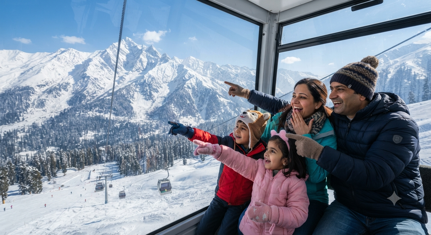 Kashmir 5 Nights 6 Days Family Package Price 2026 | ₹14,500 | Book Now 13 Kashmir 5 nights 6 days family package price 2026 - family on Gulmarg Gondola