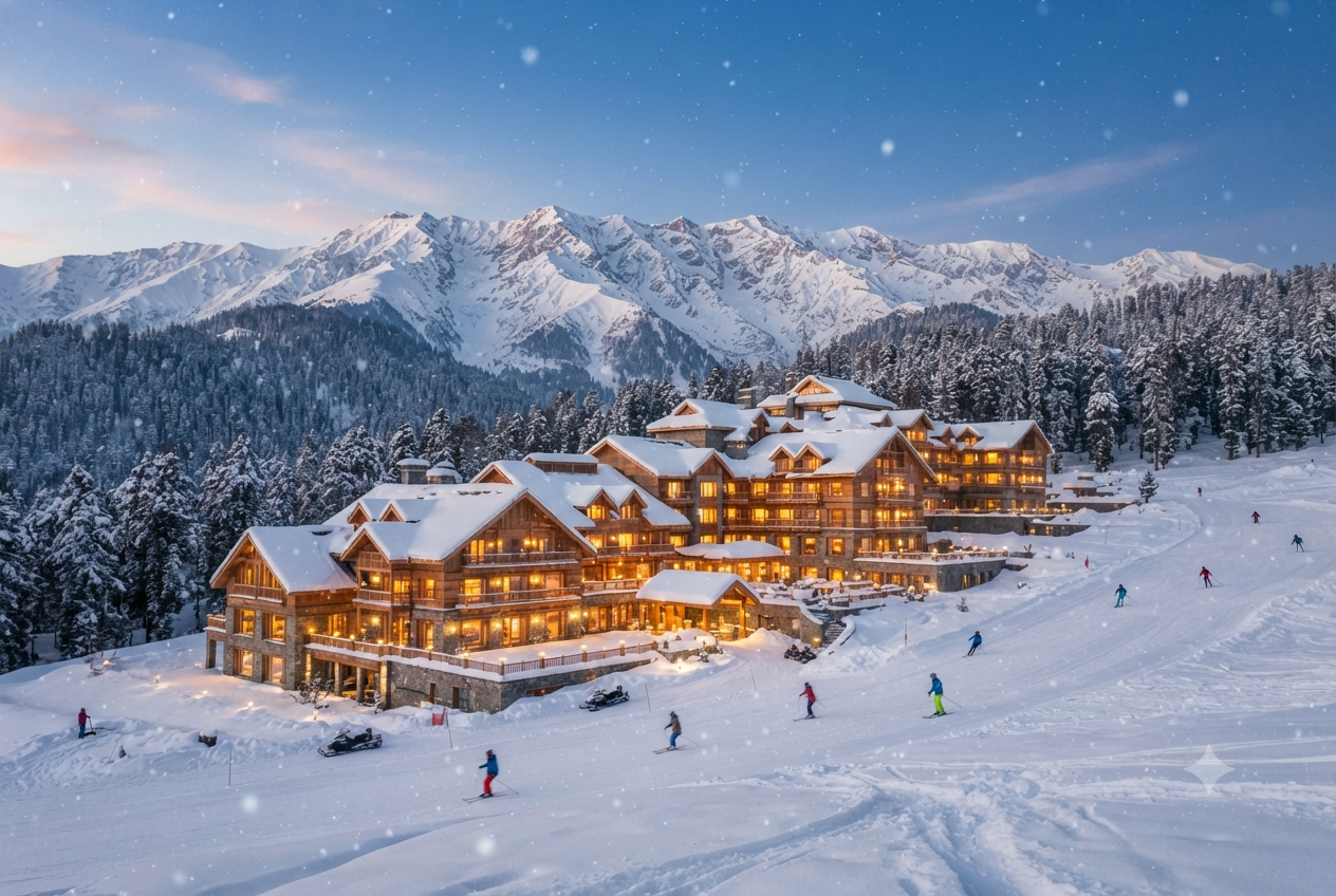 Kashmir 5 star tour package price 2026 - The Khyber Himalayan Resort in winter