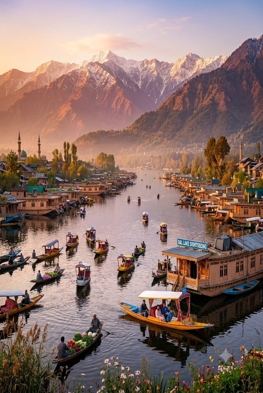 Kashmir 7 nights 8 days itinerary 2026 - Dal Lake houseboat sunrise