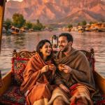 Kashmir budget trip planning 2026 - budget couple enjoying shikara ride on Dal Lake