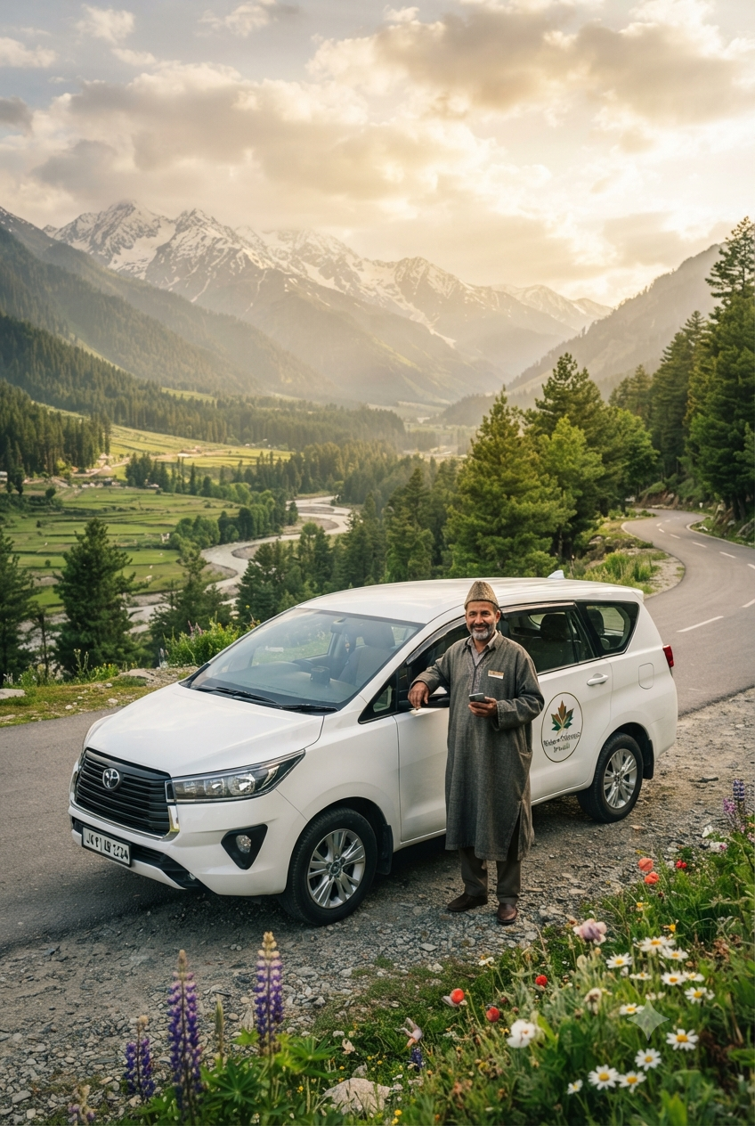 Kashmir cab rental contact number 2026 - Professional cab service with Innova Crysta in Kashmir Valley