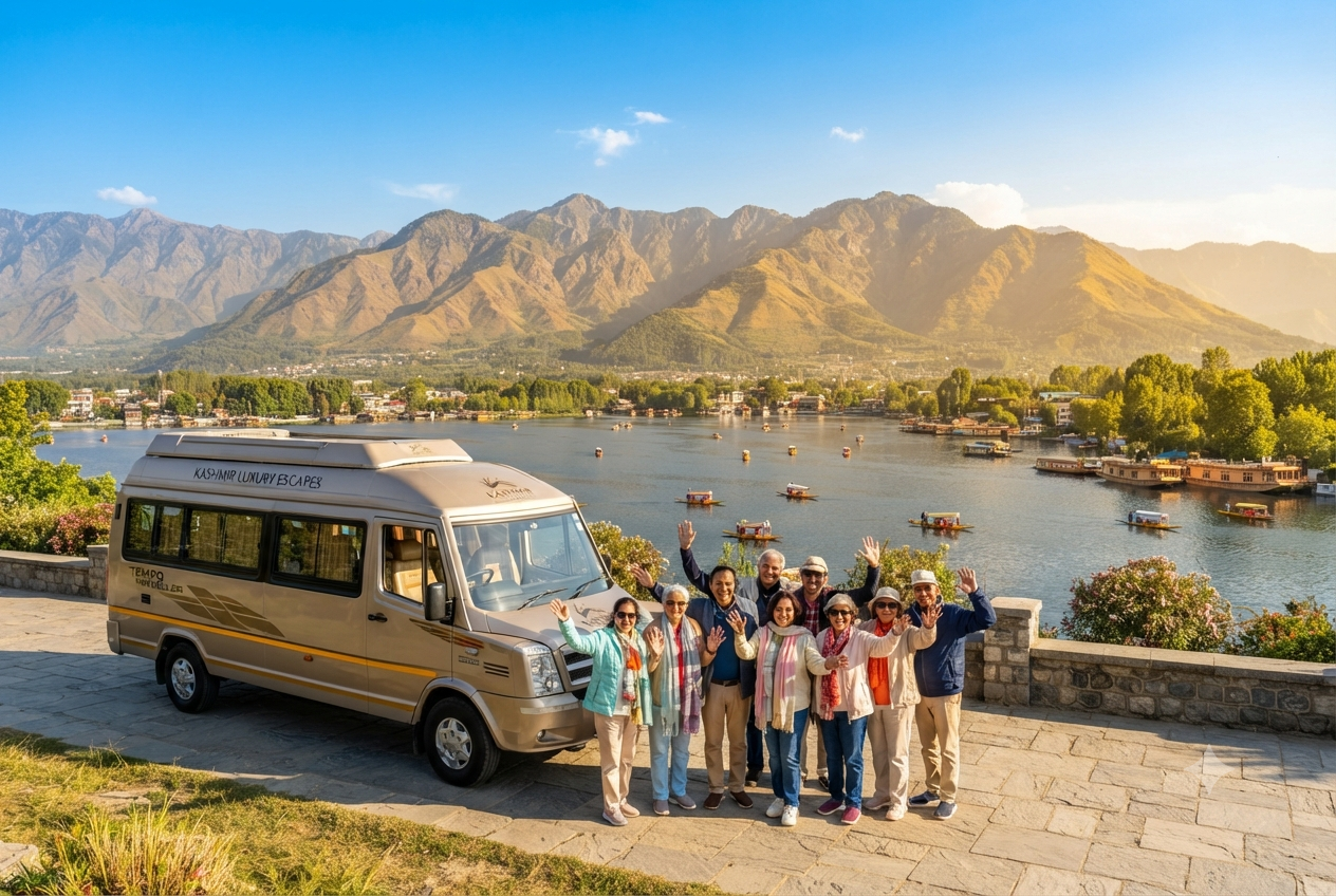 Kashmir car rental package 2026 - Tempo Traveller group tour in Kashmir
