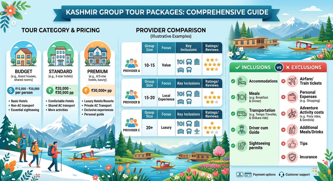 Kashmir group tour package 7 nights 8 days 2026 - complete price breakdown infographic